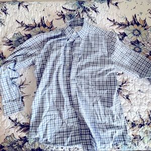 LL Bean Blue/Grey Check Sport Shirt Medium
